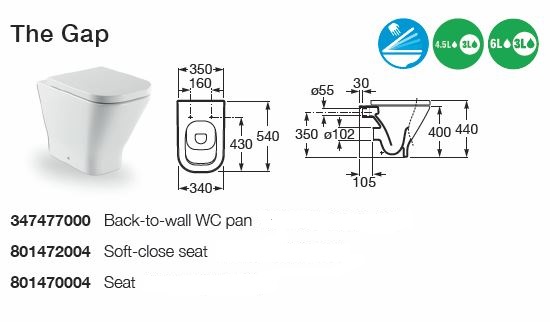 Roca The Gap Back To Wall Pan Details
