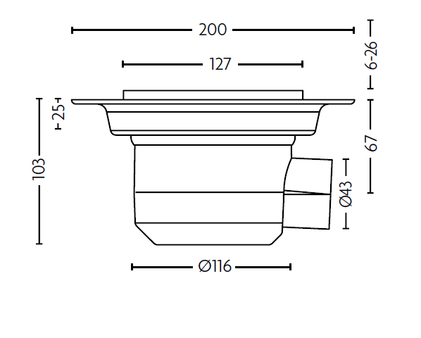 UTT01/H Technical Drawing, Dimensions